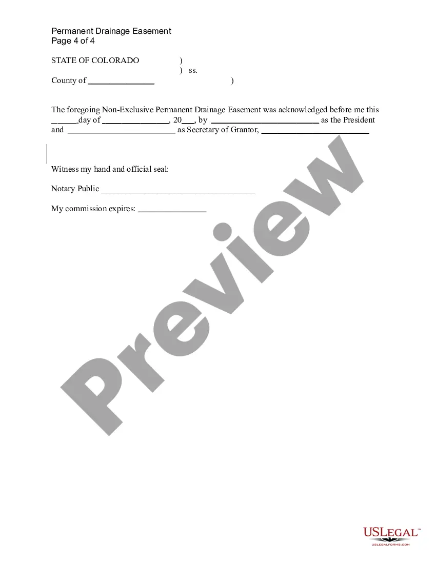 Preview Non-Exclusive Permanent Drainage Easement Agreement
