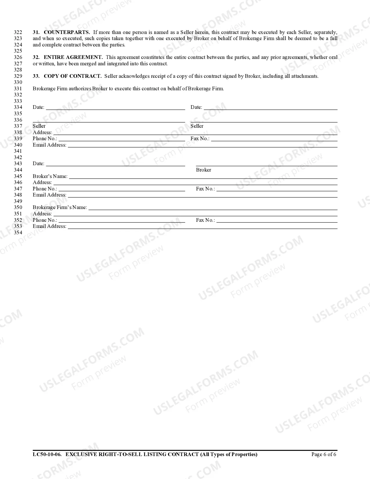 Preview Exclusive Right-to-Sell Listing Contract for All Types of Properties