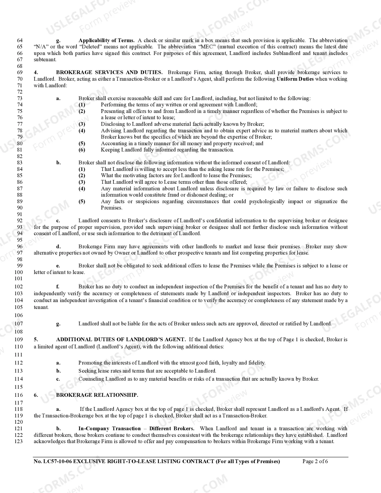 Preview Exclusive Right-to-Lease Listing Contract with Agency or Transaction Broker
