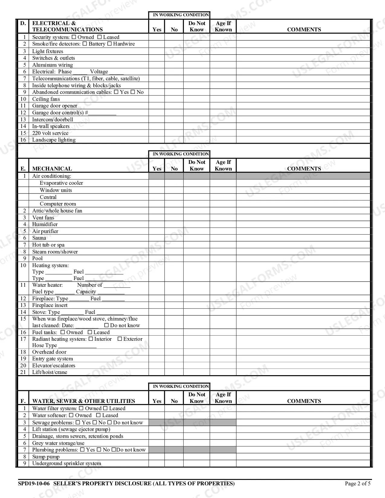 Preview Seller's Property Disclosure