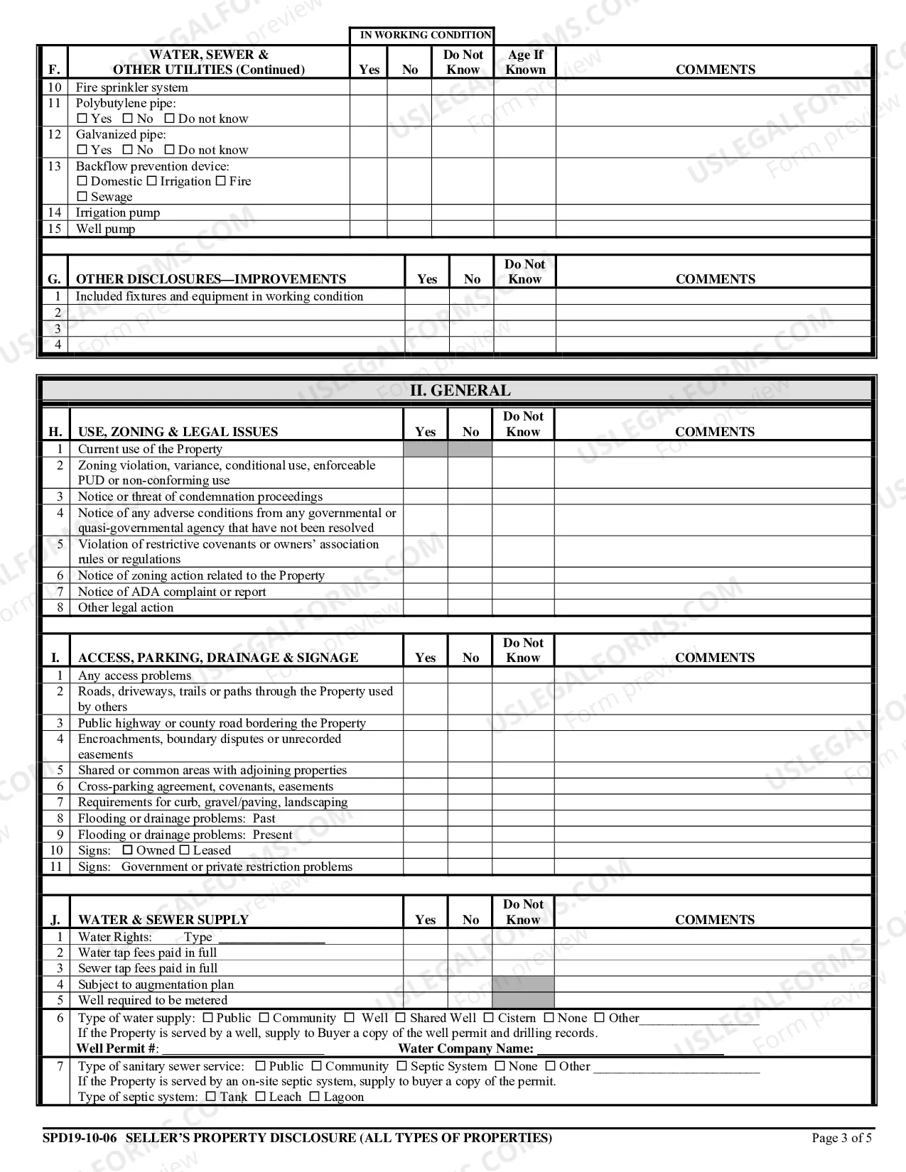 Preview Seller's Property Disclosure