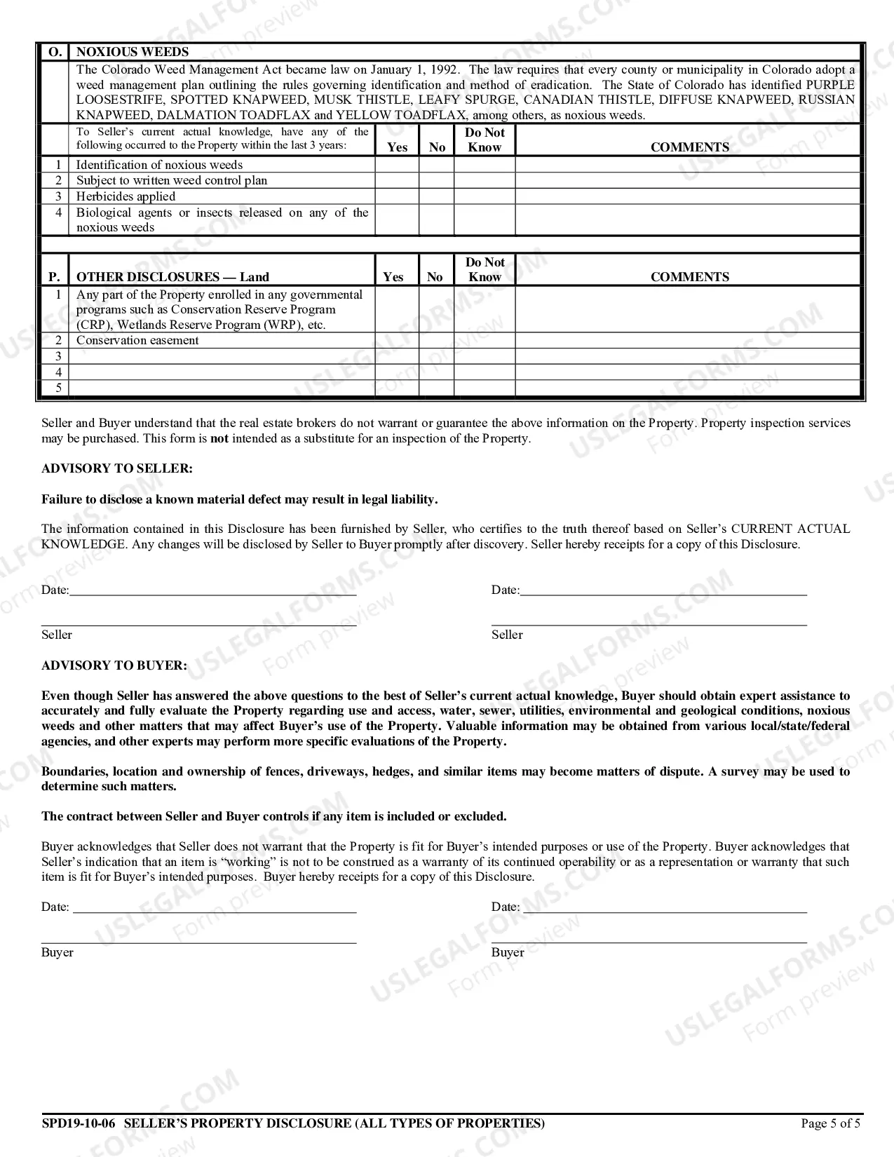 Preview Seller's Property Disclosure