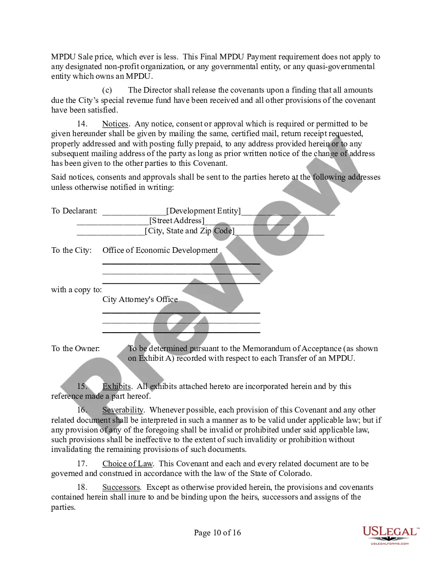 Preview Notice of Voidable Title Transfer and Master Covenant for the Occupancy and Resale of for Sale Units