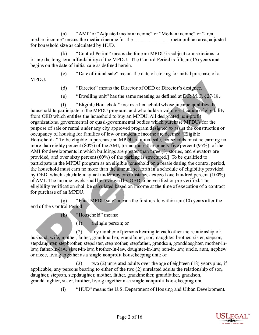 Preview Notice of Voidable Title Transfer and Master Covenant for the Occupancy and Resale of for Sale Units