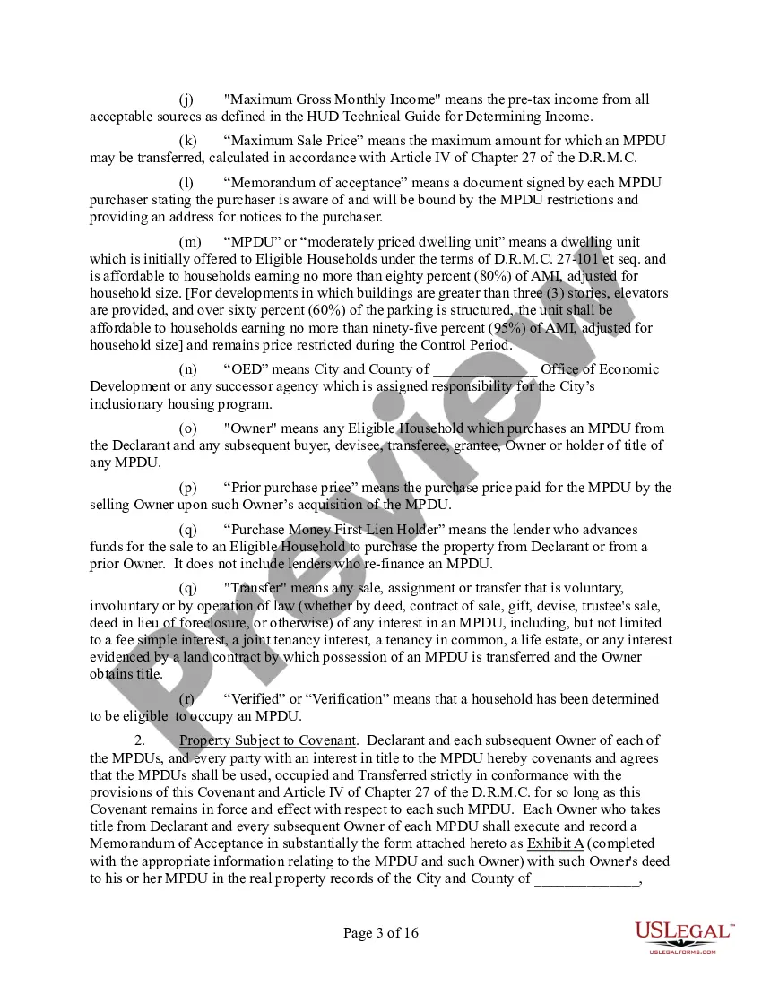 Preview Notice of Voidable Title Transfer and Master Covenant for the Occupancy and Resale of for Sale Units