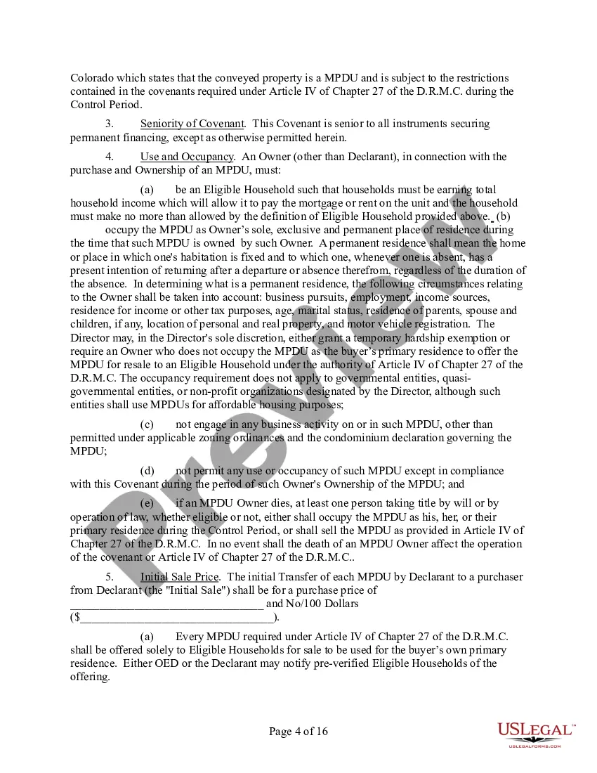 Preview Notice of Voidable Title Transfer and Master Covenant for the Occupancy and Resale of for Sale Units
