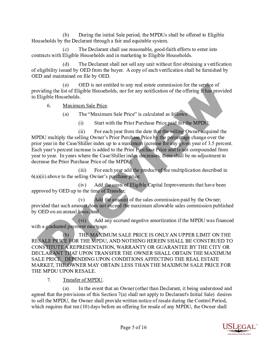 Preview Notice of Voidable Title Transfer and Master Covenant for the Occupancy and Resale of for Sale Units