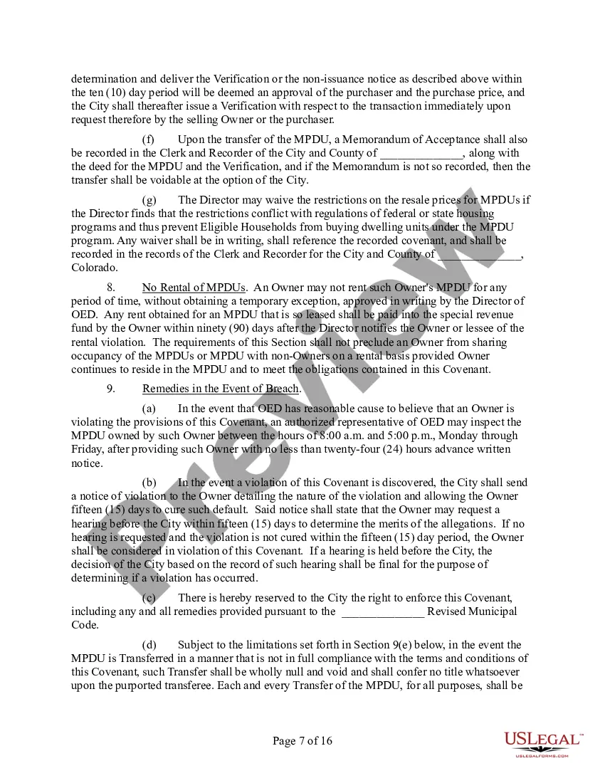 Preview Notice of Voidable Title Transfer and Master Covenant for the Occupancy and Resale of for Sale Units
