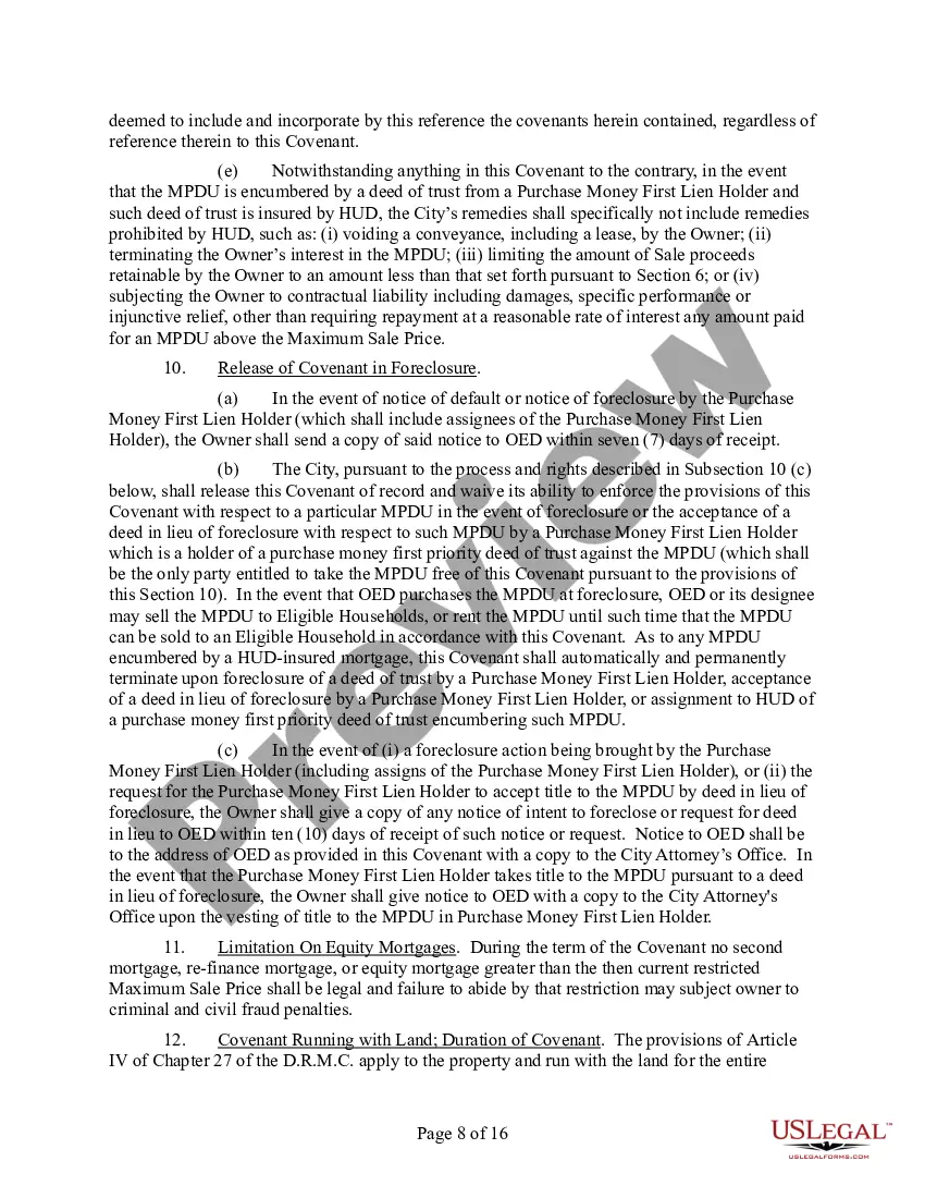 Preview Notice of Voidable Title Transfer and Master Covenant for the Occupancy and Resale of for Sale Units