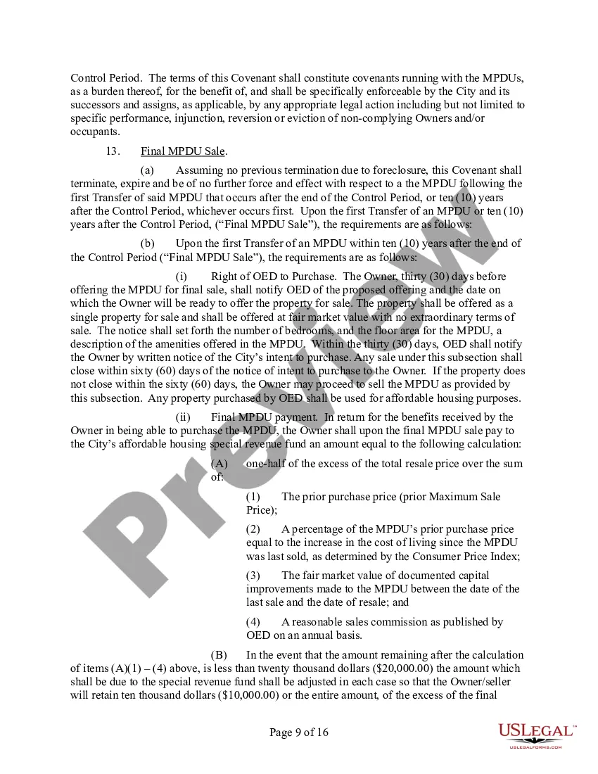 Preview Notice of Voidable Title Transfer and Master Covenant for the Occupancy and Resale of for Sale Units