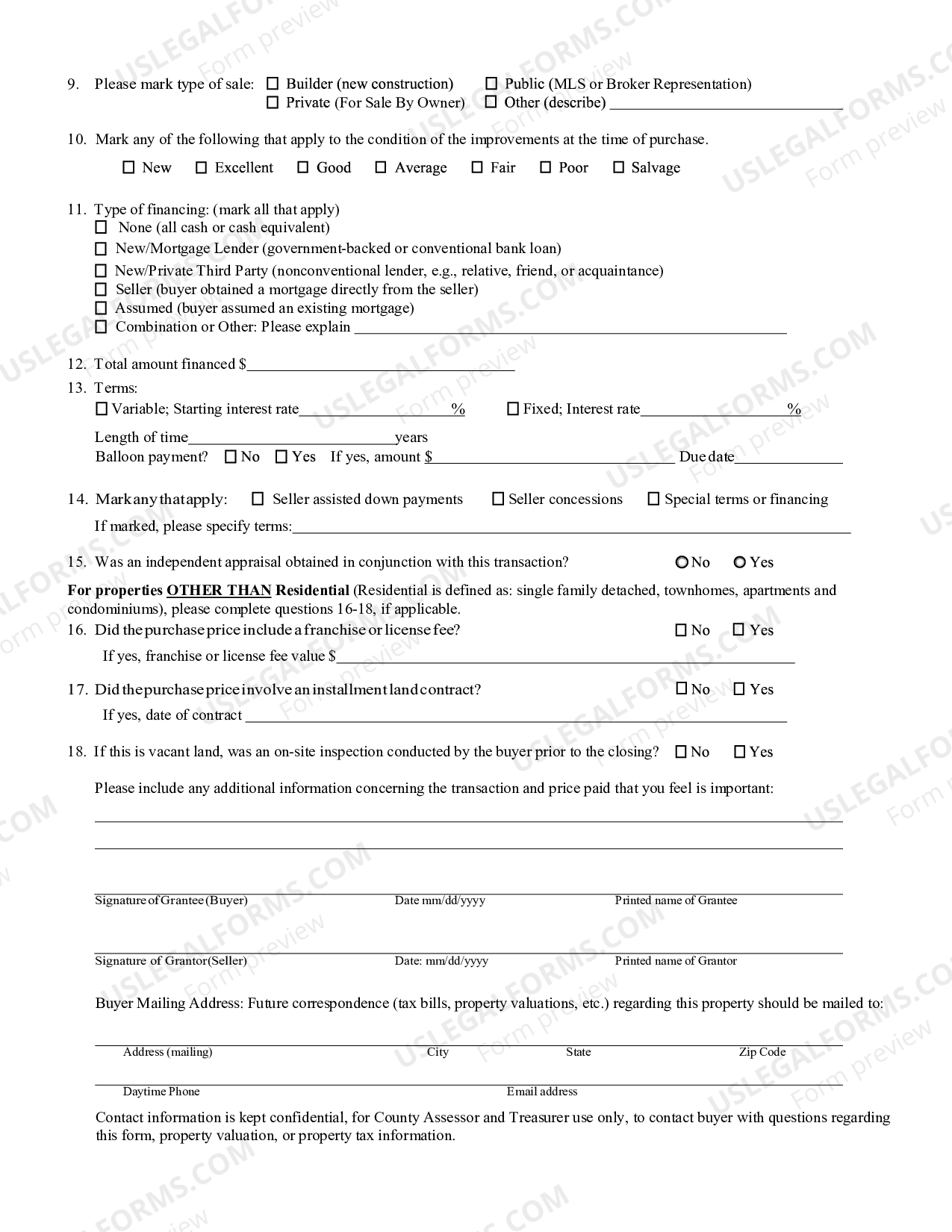 Colorado Real Property Transfer Declaration Co Form Td1000 US Legal