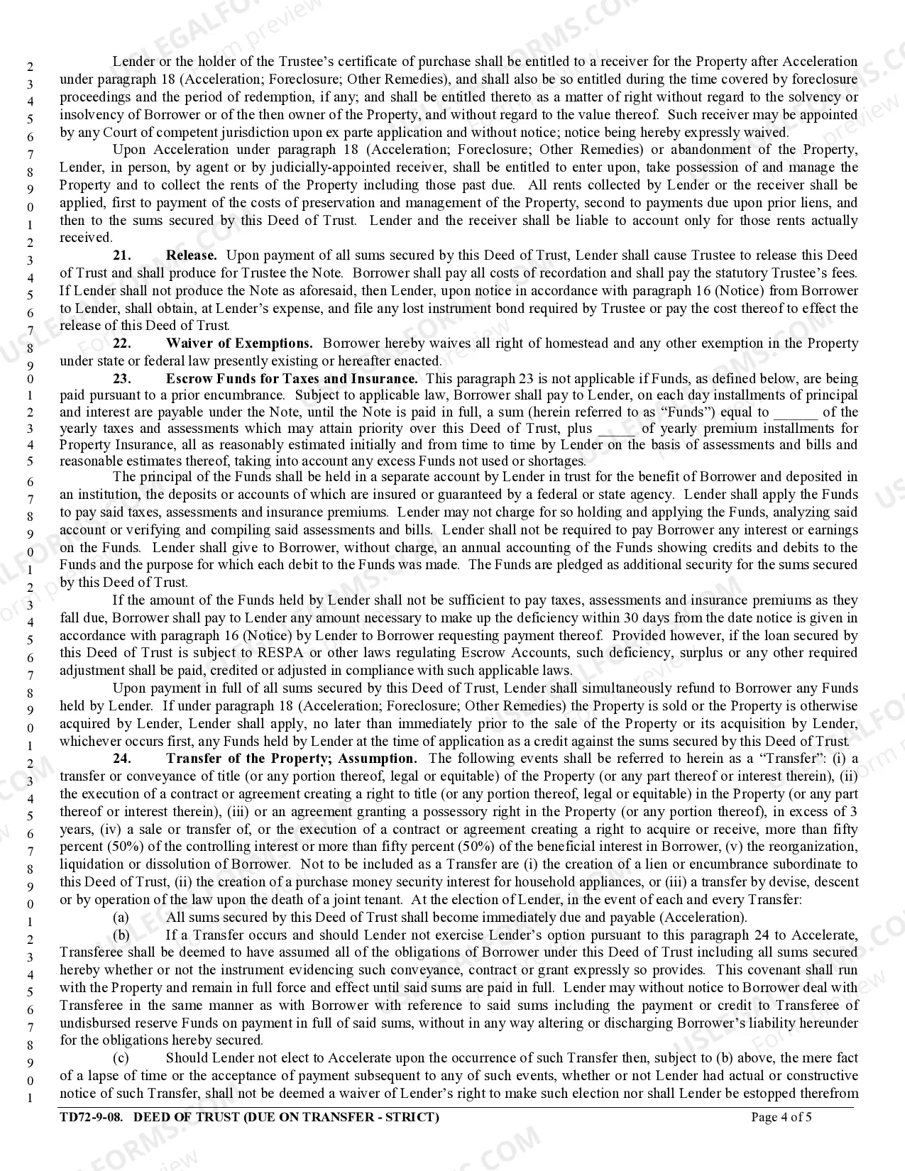 Preview Deed of Trust - Due on Transfer - Strict