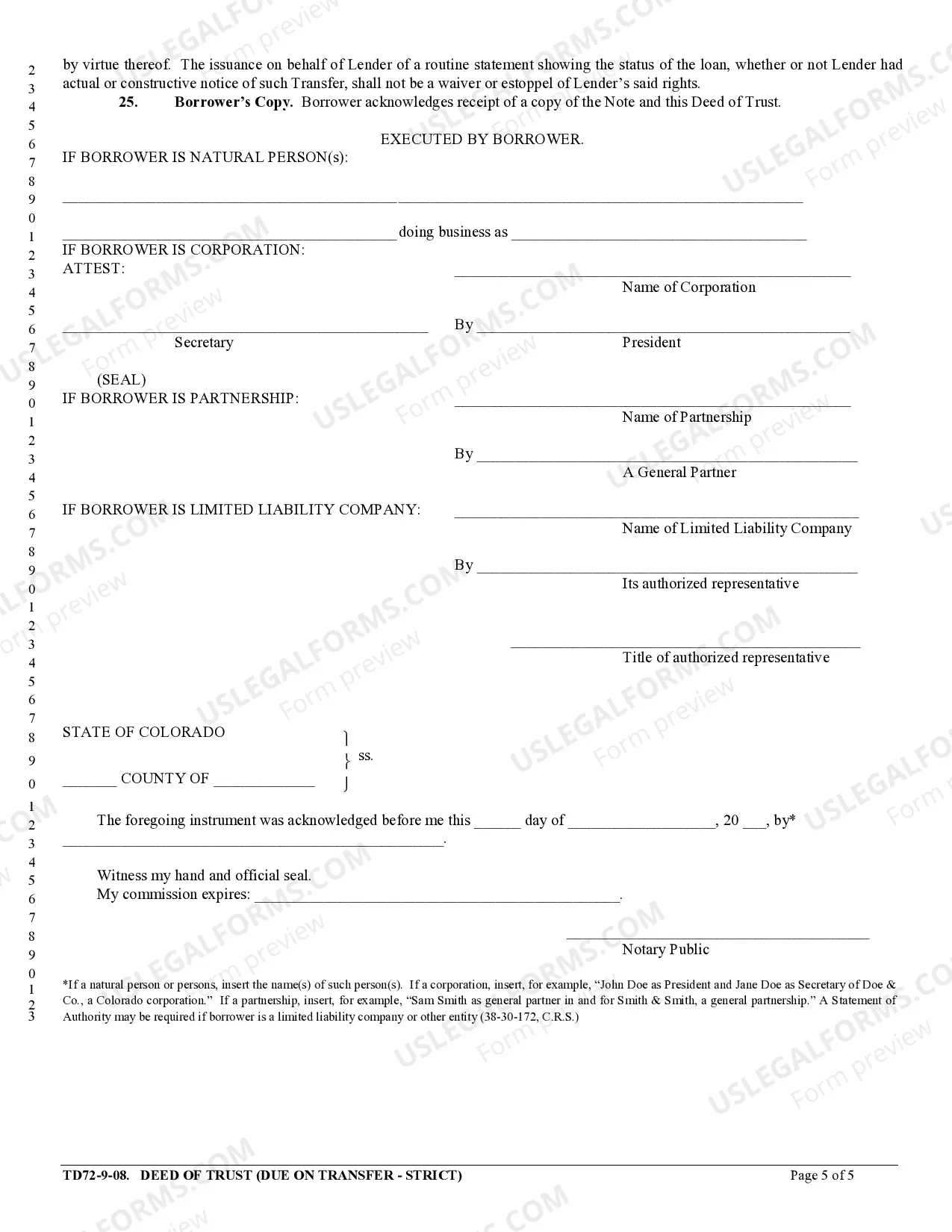 Preview Deed of Trust - Due on Transfer - Strict