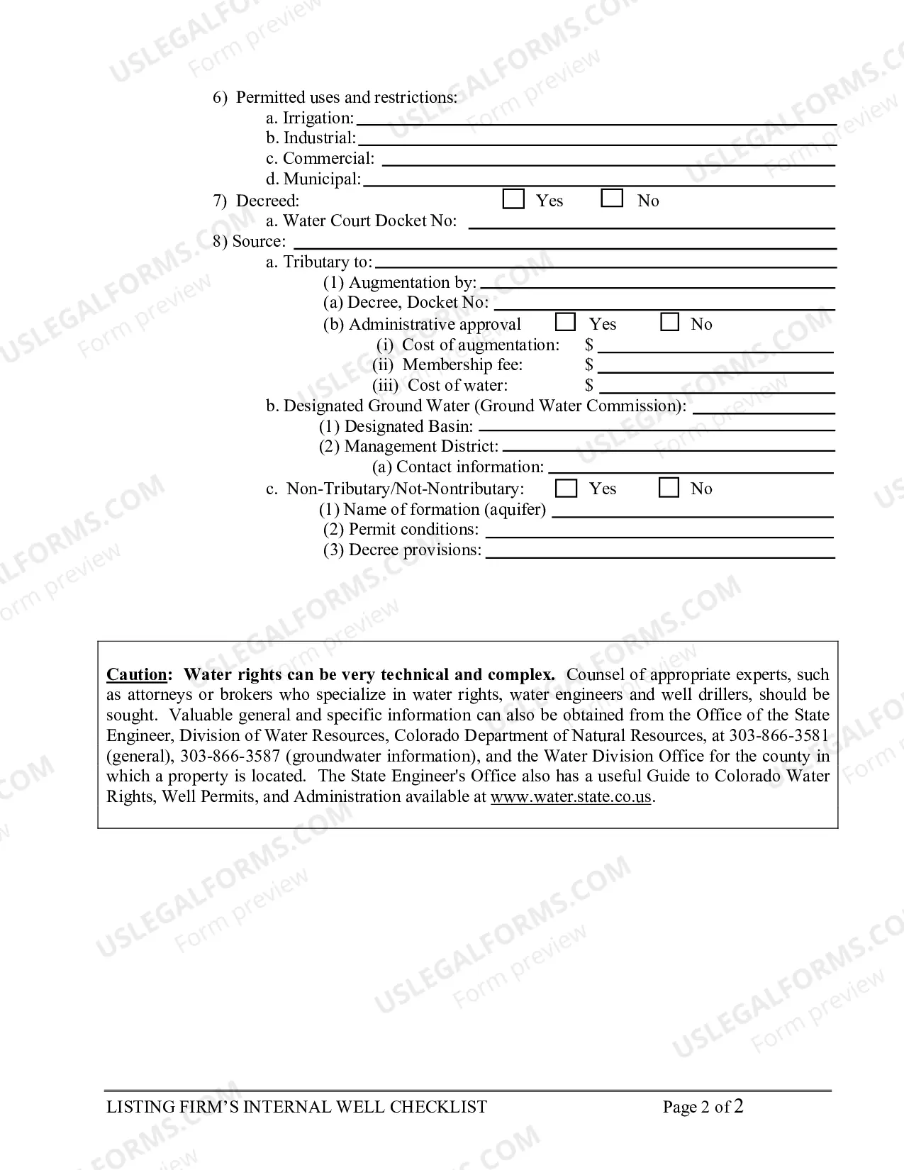 Preview Listing Firm's Well Checklist