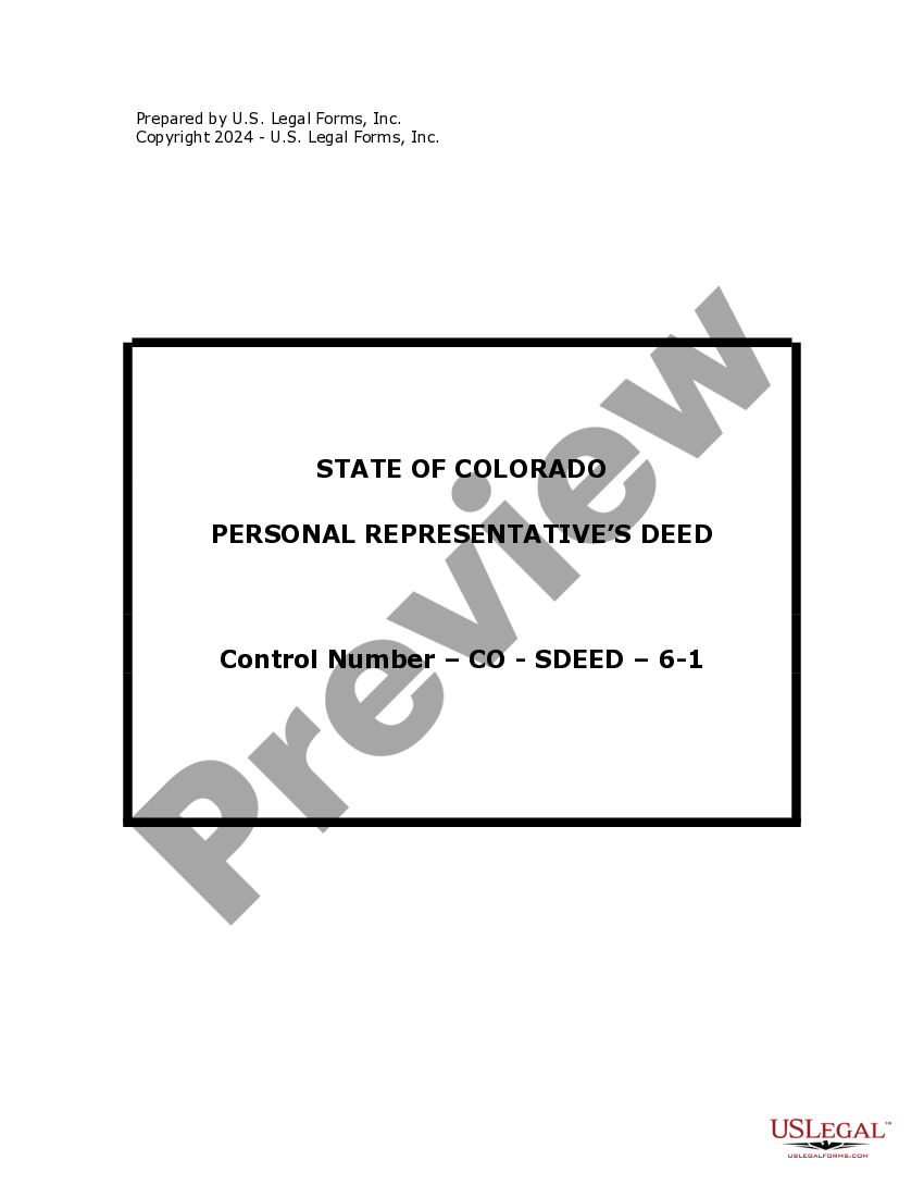 Colorado Warranty Deed for Personal Representative Personal