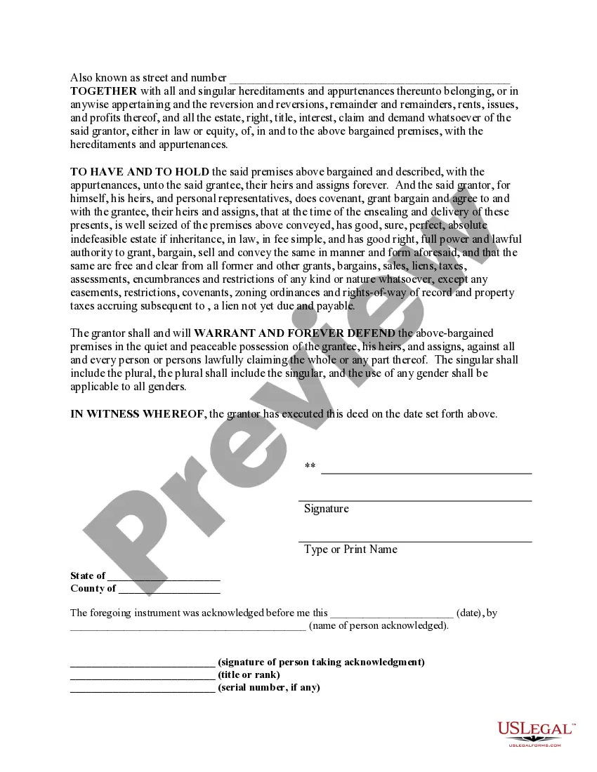 Preview Warranty Deed for Fiduciary