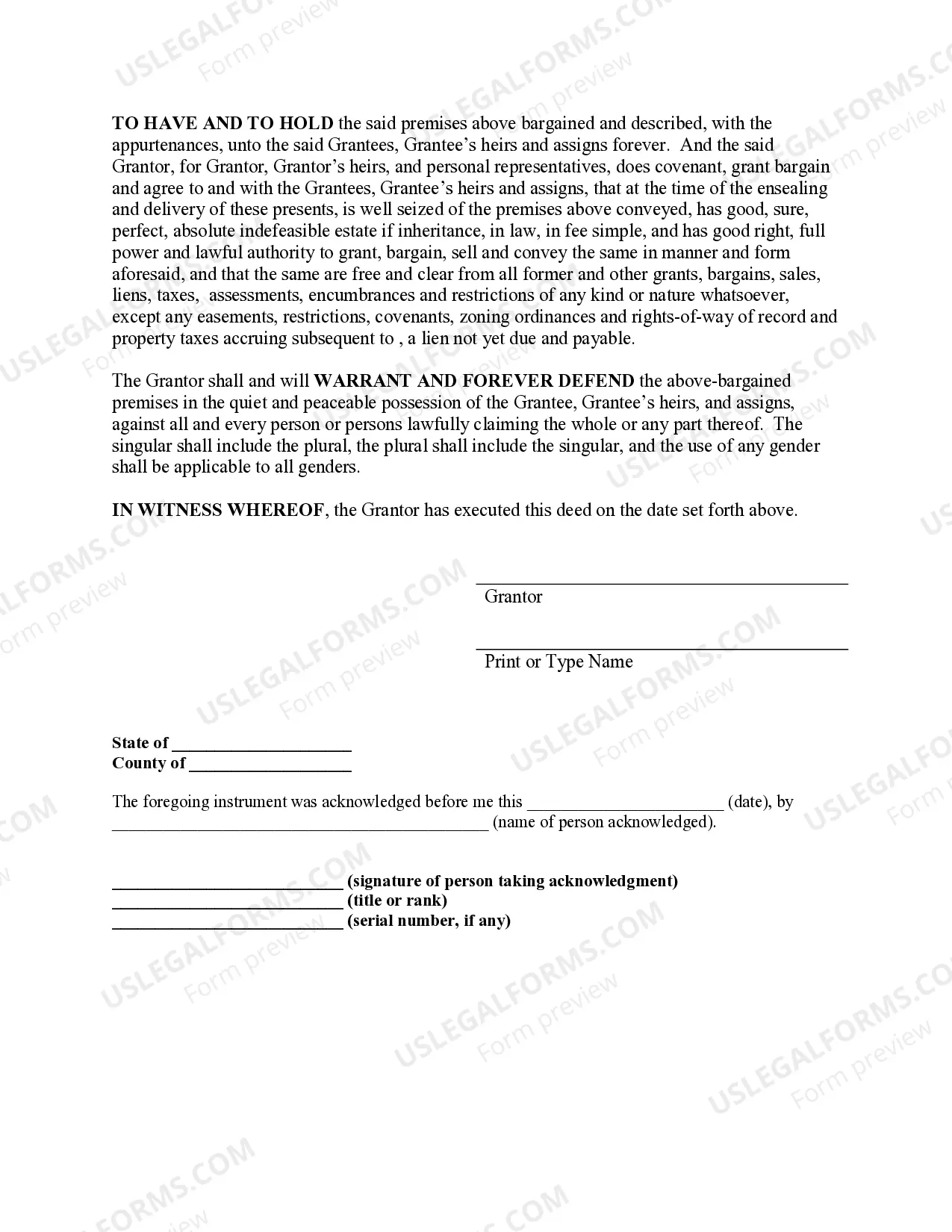 Preview Warranty Deed from Individual to Two Individuals as Joint Tenants