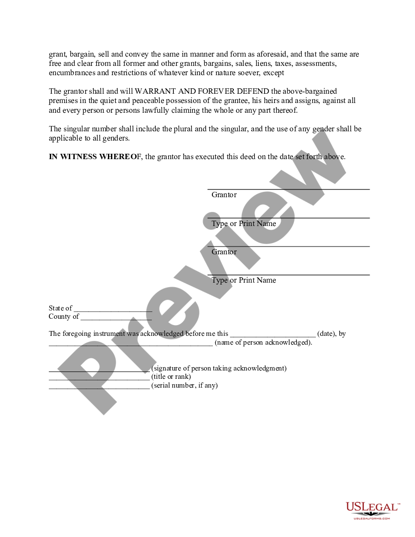 Colorado Warranty Deed for Husband and Wife to Individual | US Legal Forms