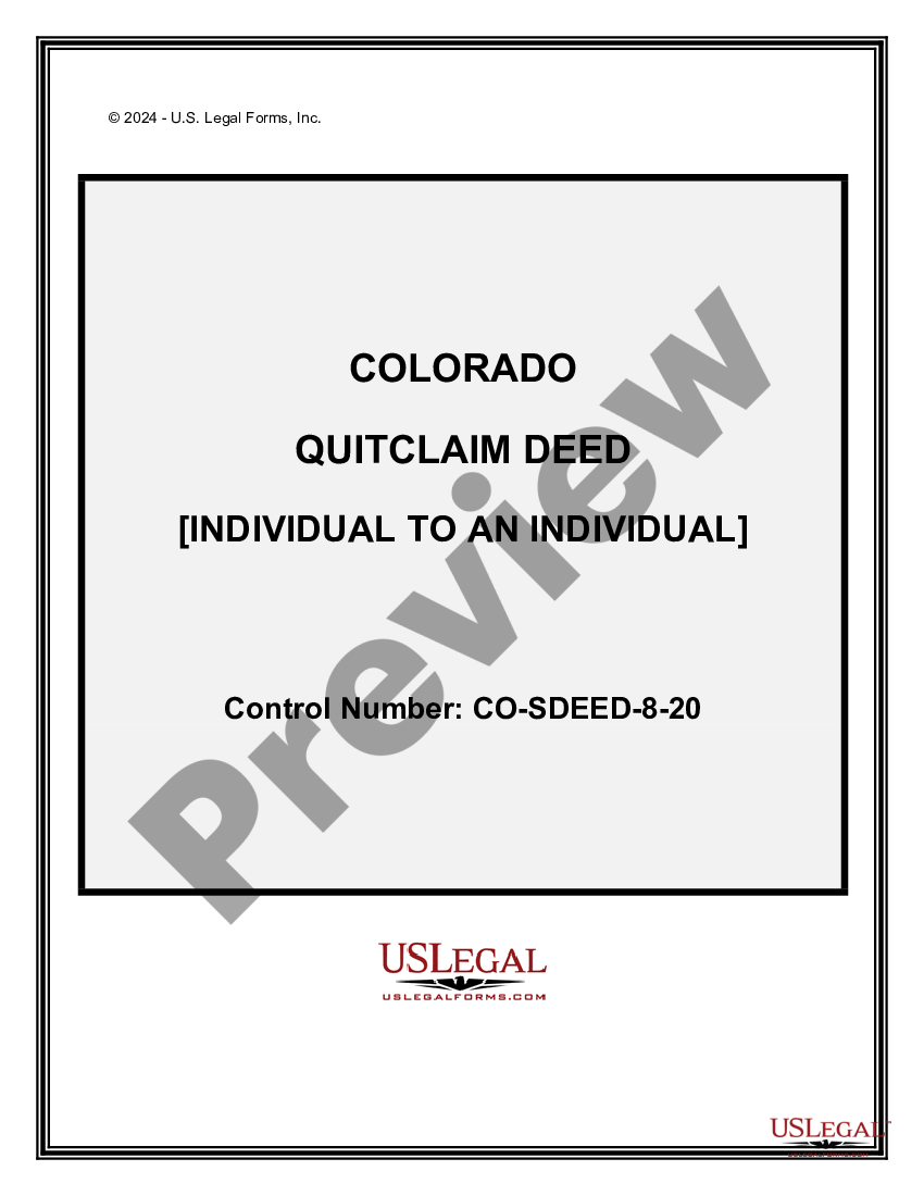 Colorado Quitclaim Deed Individual To Individual Quit Claim Deed Form Colorado Us Legal Forms 8916