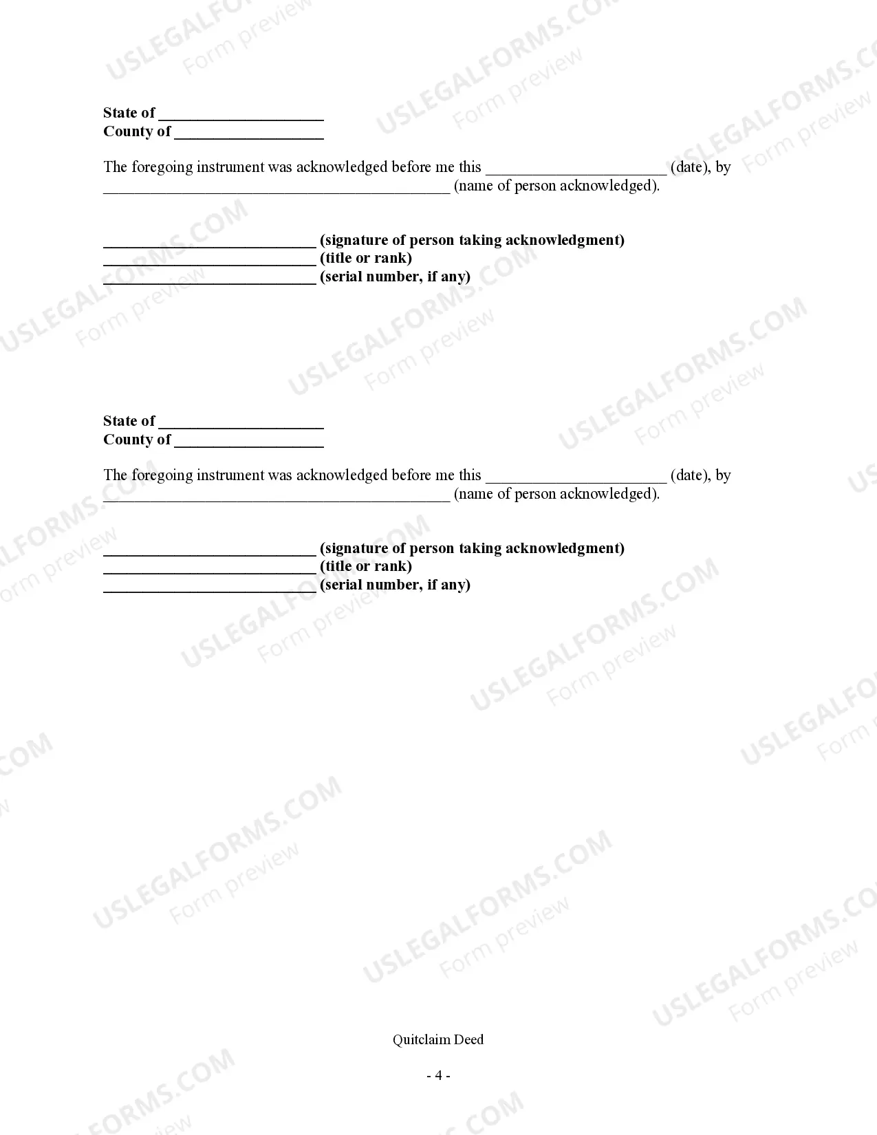 Preview Quitclaim Deed - Husband and Wife to a Trust