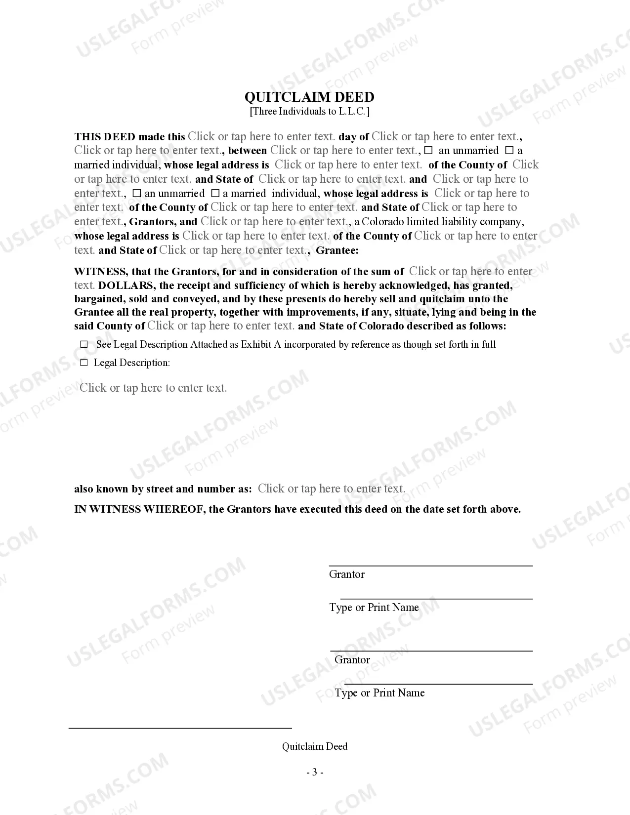 Preview Quitclaim Deed - Two Individuals to a Limited Liability Company