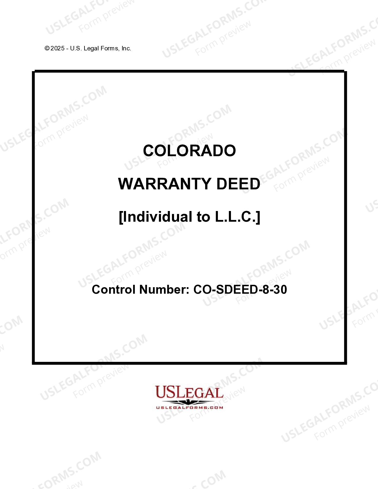 Colorado Warranty Deed Individual to a Limited Liability Company US
