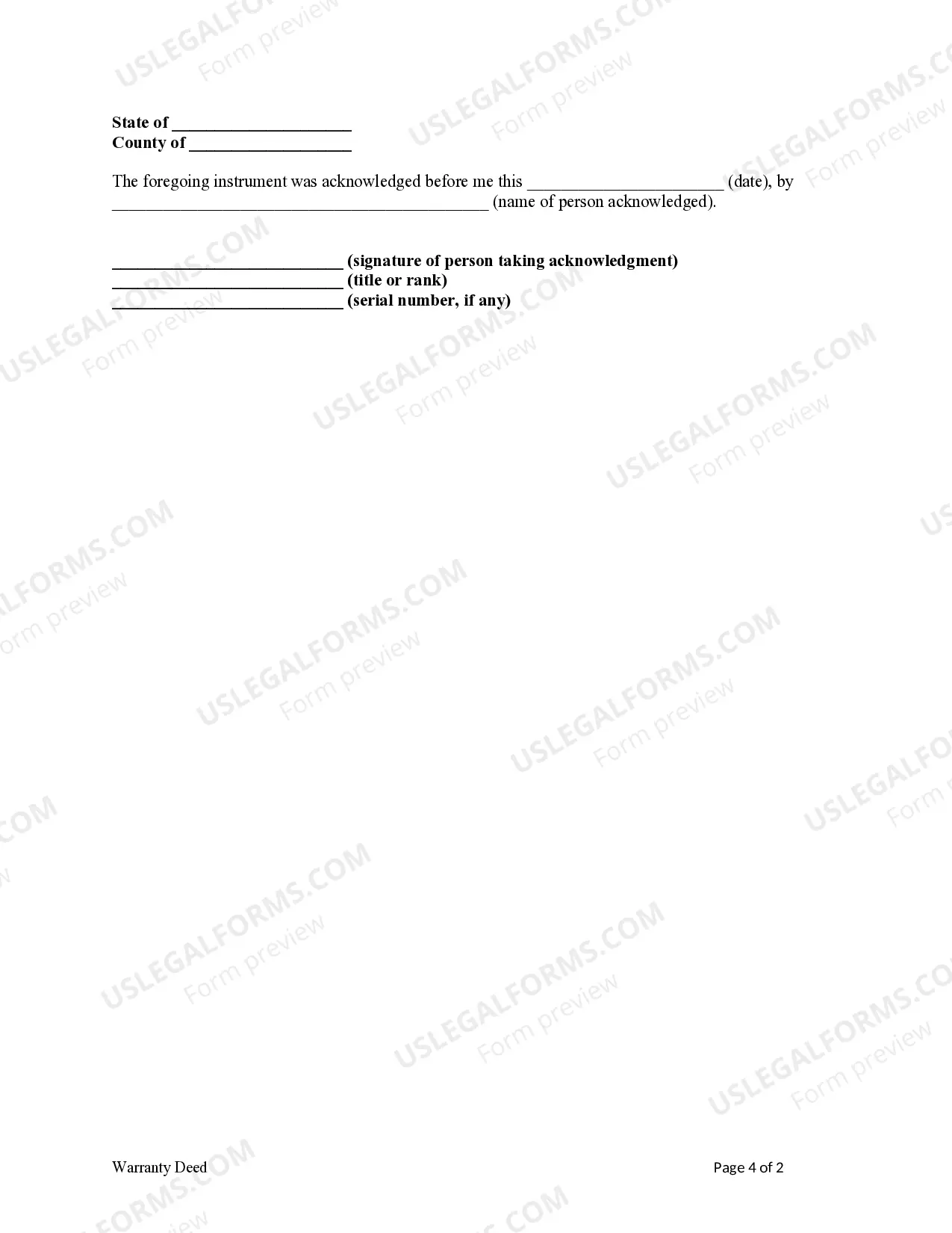 Preview Warranty Deed - Individual to a Limited Liability Company