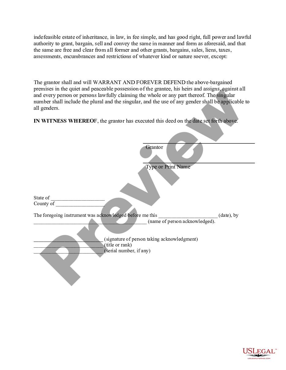 Colorado Warranty Deed From Individual To Husband And Wife As Joint Tenants With The Right Of 
