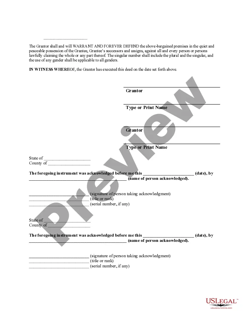 Preview Warranty Deed from Individual, Individuals, or Husband and Wife to Trust