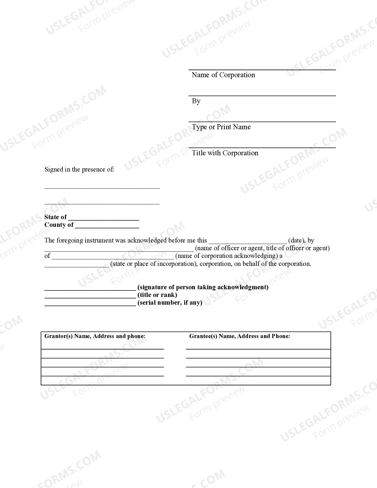 Preview Quitclaim Deed for Corporation to Municipality