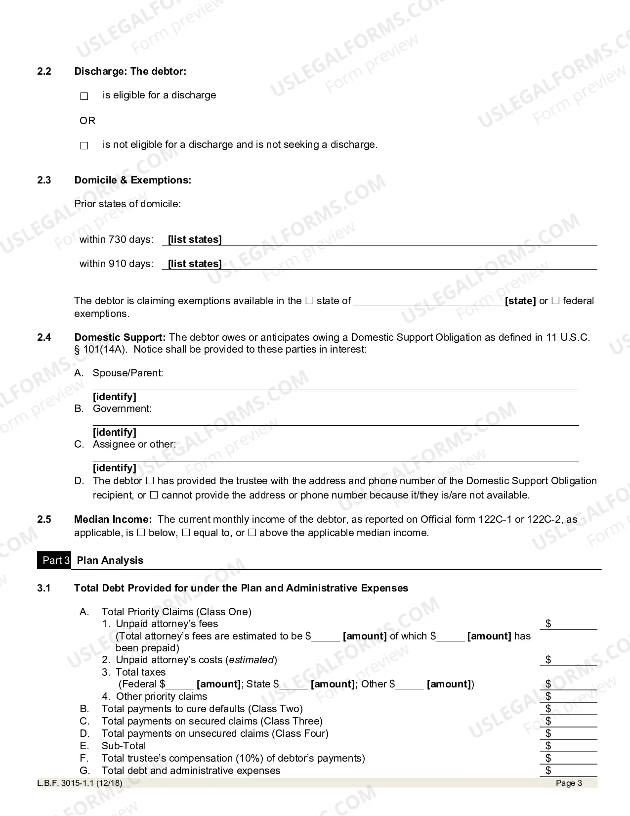 Preview Chapter 13 Plan Including Valuation of Collateral And Classification Of Claims