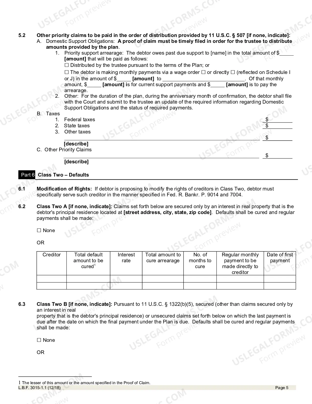 Preview Chapter 13 Plan Including Valuation of Collateral And Classification Of Claims