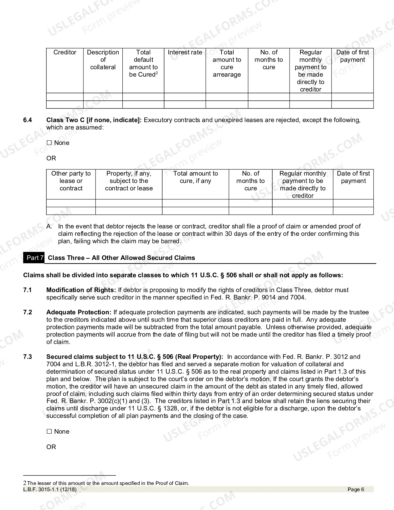Preview Chapter 13 Plan Including Valuation of Collateral And Classification Of Claims