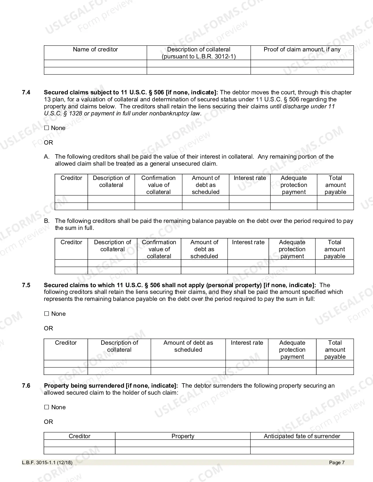 Preview Chapter 13 Plan Including Valuation of Collateral And Classification Of Claims