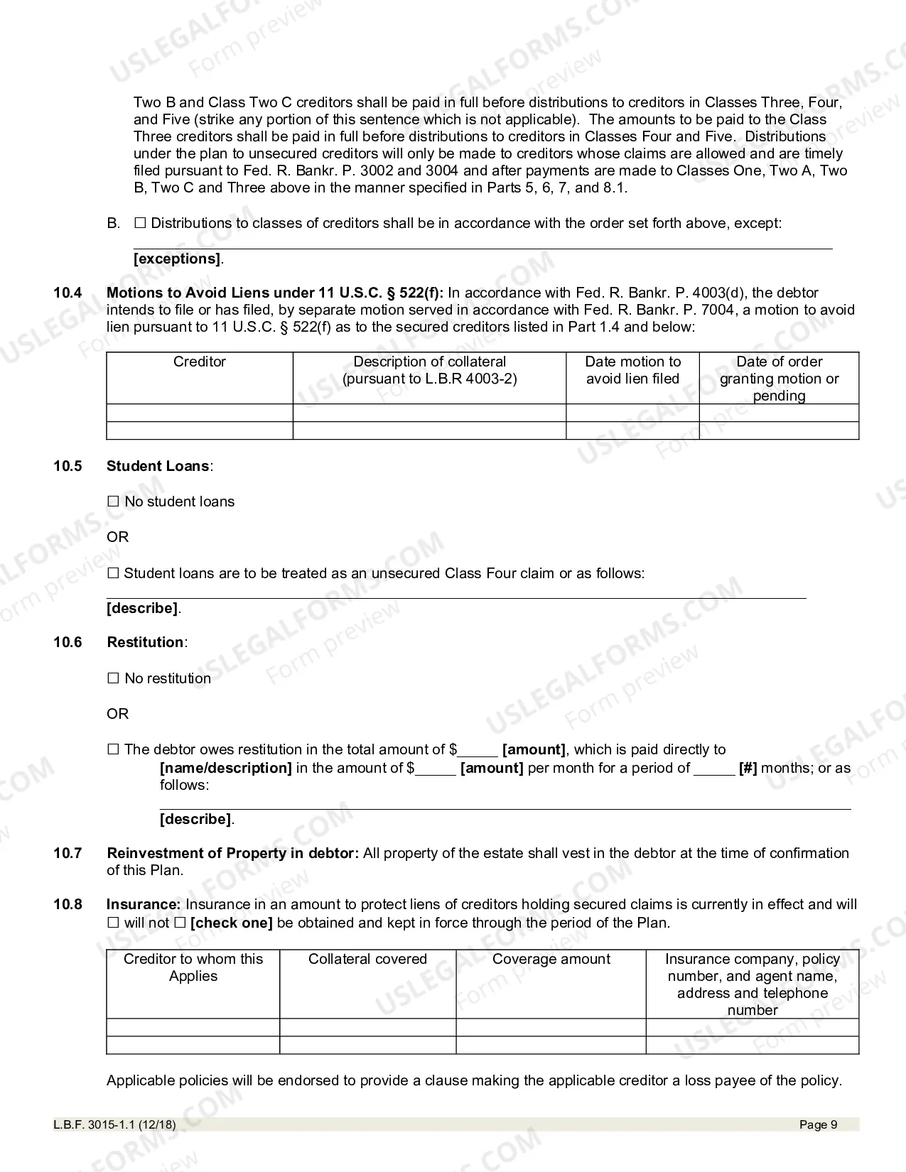 Preview Chapter 13 Plan Including Valuation of Collateral And Classification Of Claims