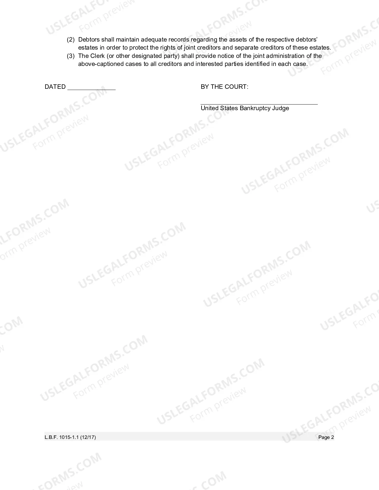 Preview Order Granting Motion For Joint Administration