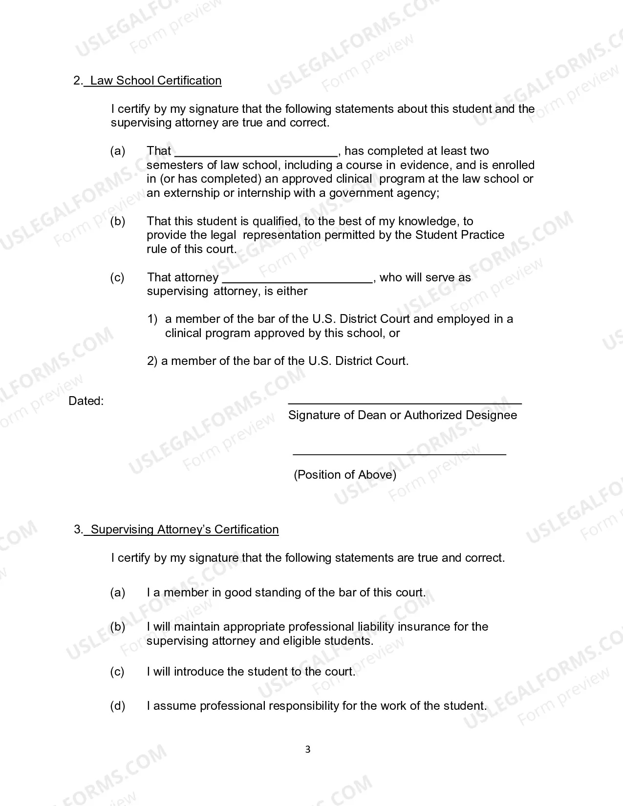 Preview Law Student Appearance Form