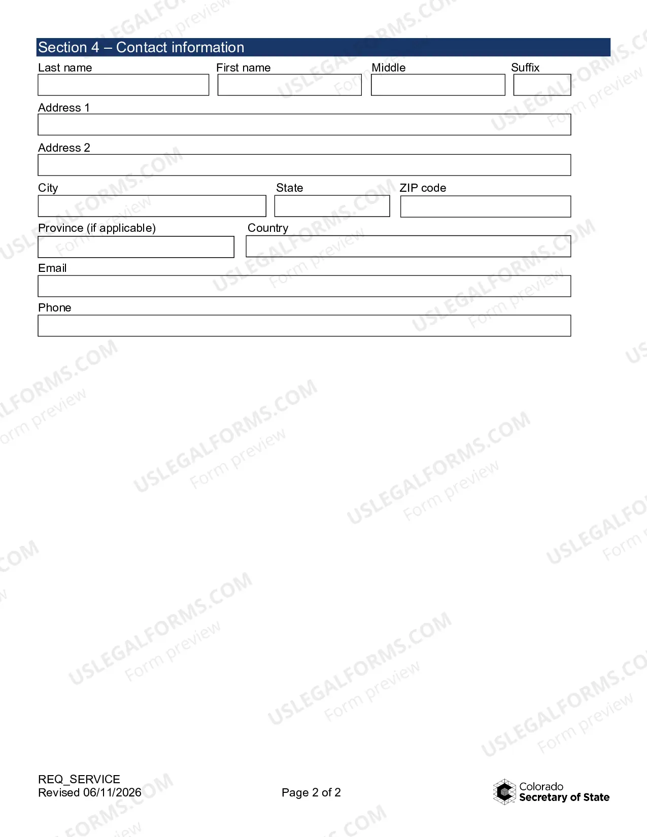 Preview Request For Business Organization Services