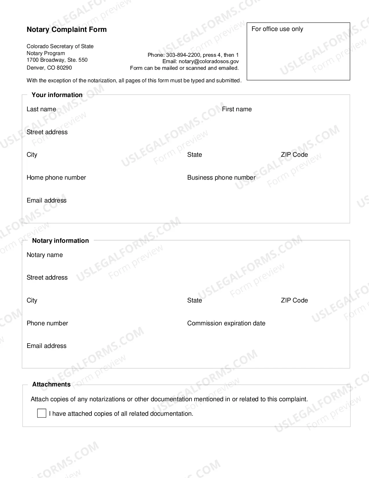 Preview Notary Complaint Form