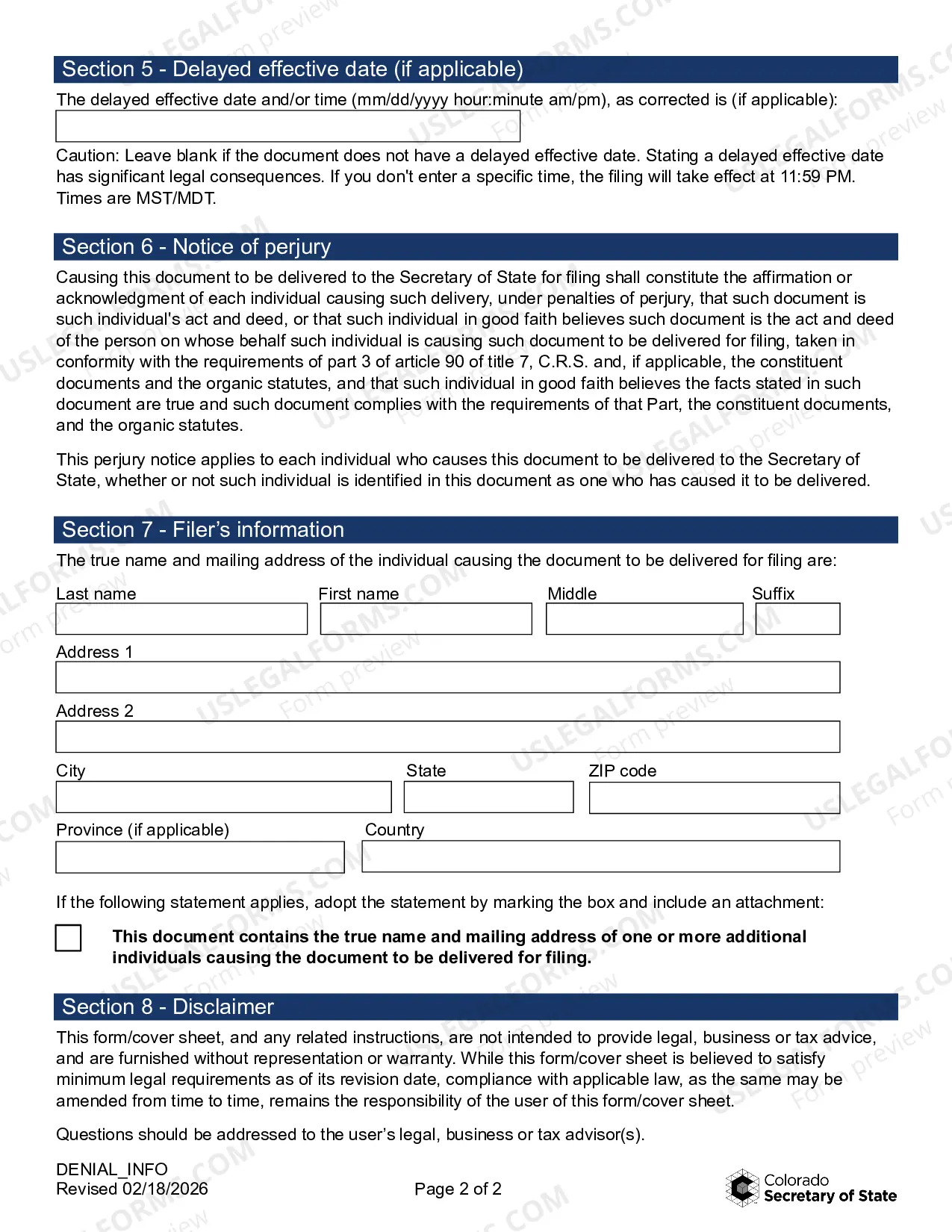 Preview Statement of Denial test