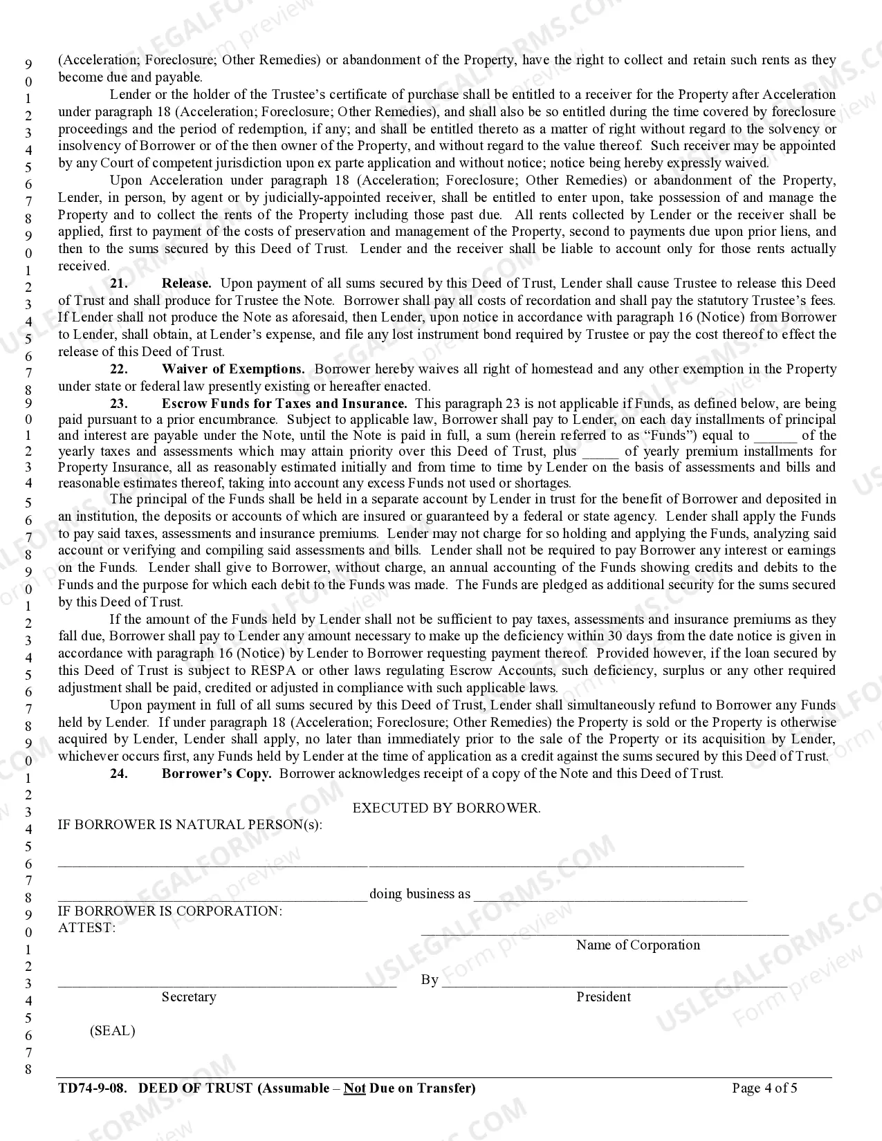 Preview Deed of Trust - Assumable - Not Due on Transfer