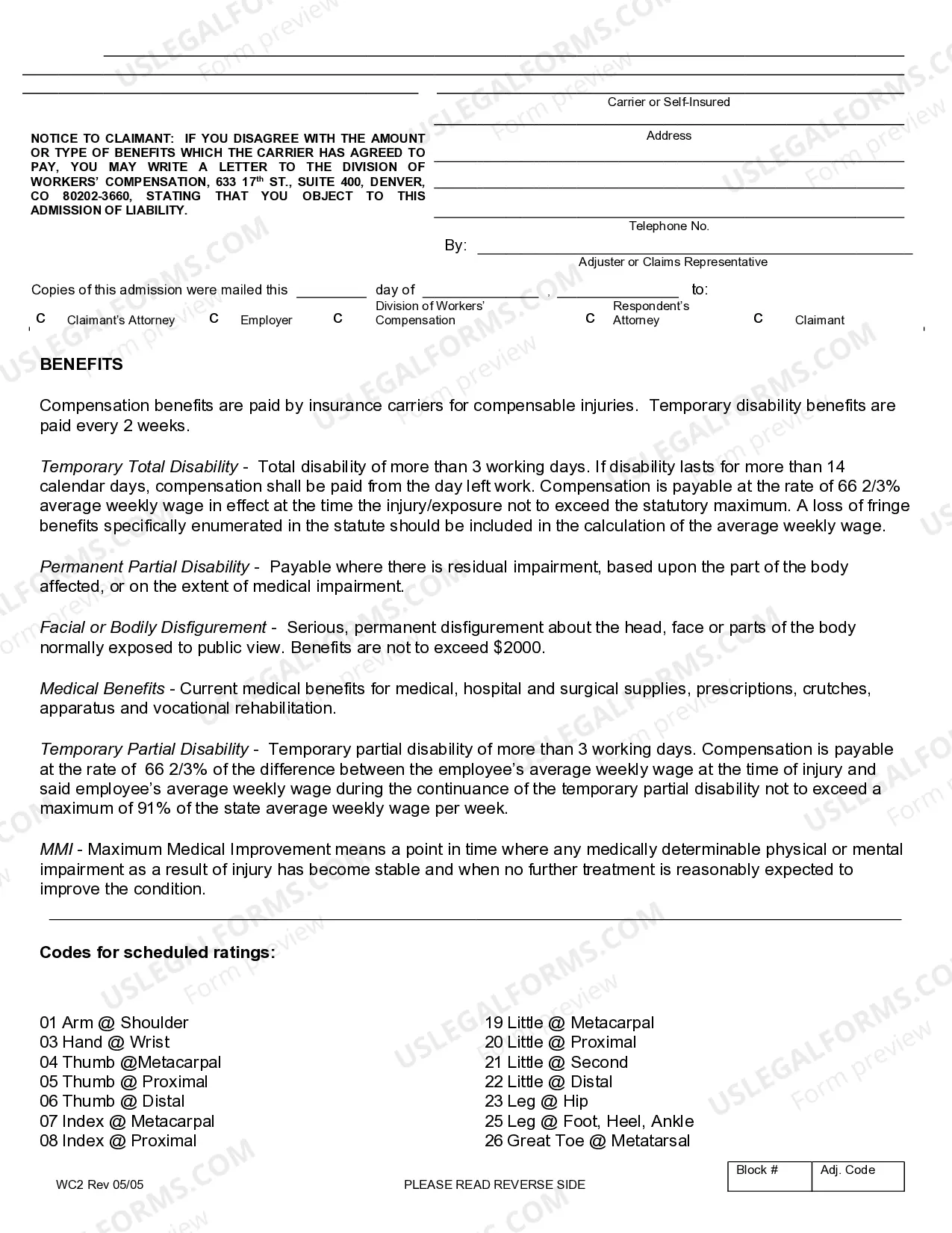 Preview General Admission of Liability for Workers' Compensation