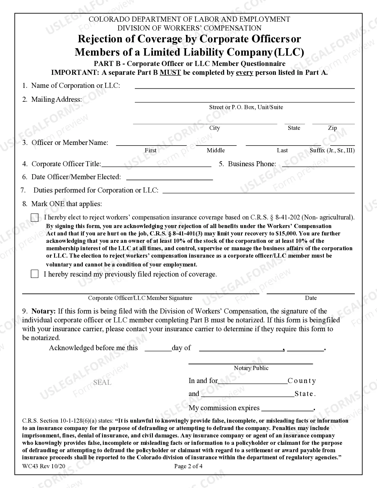Preview Rejection of Coverage for Workers' Compensation
