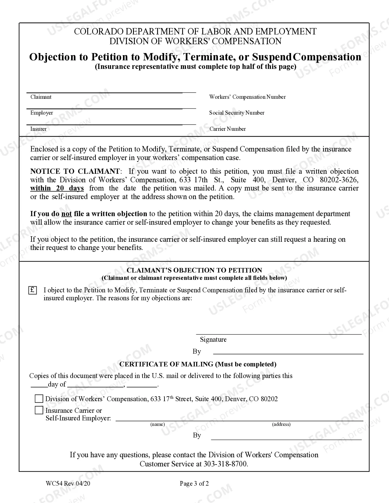 Preview Petition to Modify for Workers' Compensation