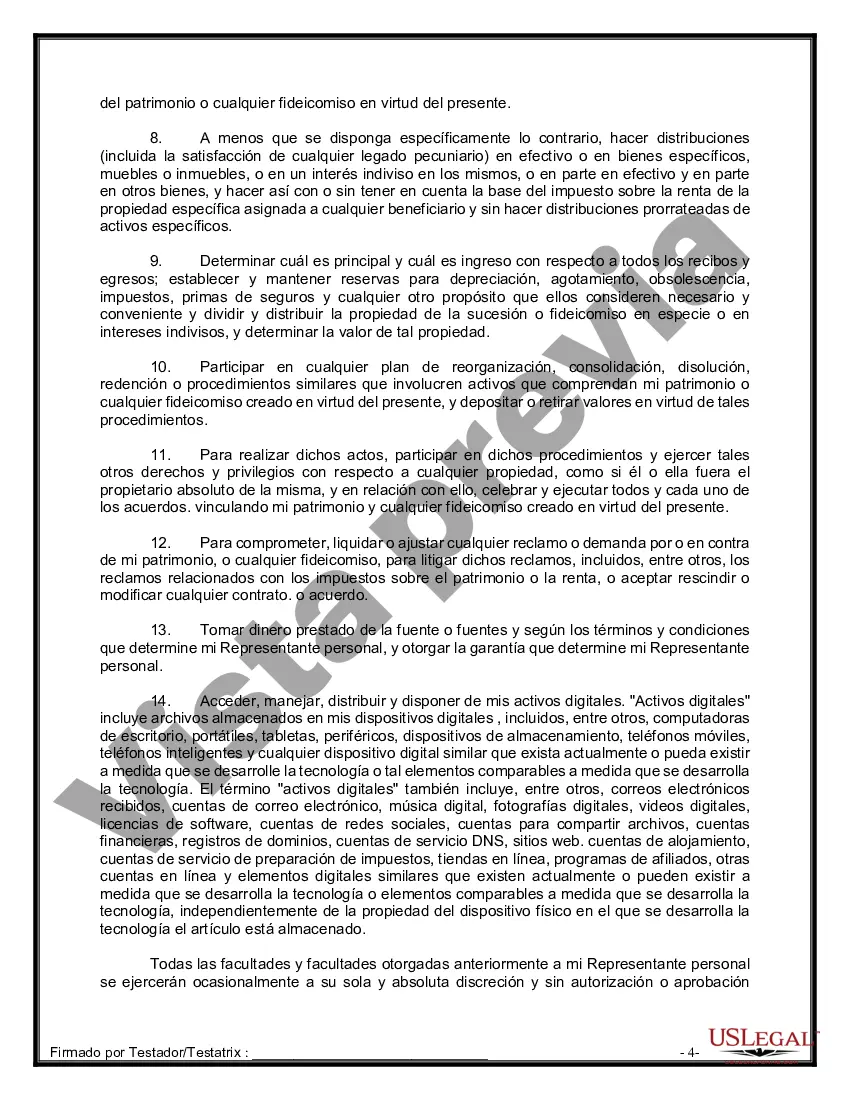 Preview Formulario de última voluntad y testamento legal para persona soltera sin hijos