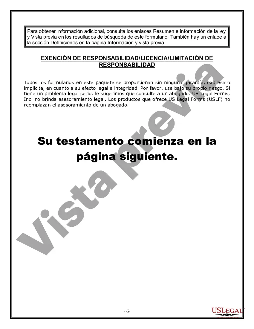 Preview Formulario de última voluntad y testamento legal para persona soltera sin hijos
