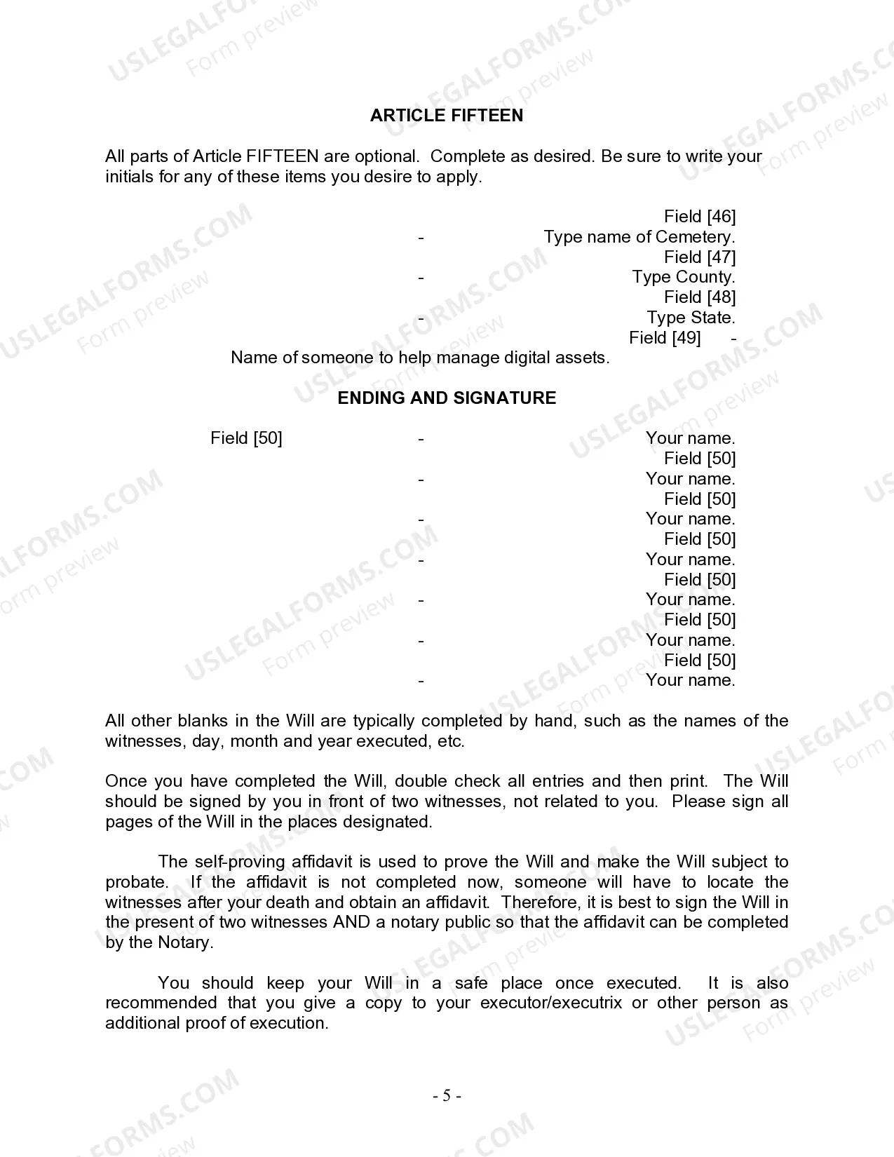 Preview Last Will and Testament for Civil Union Partner with Minor Children from Prior Marriage
