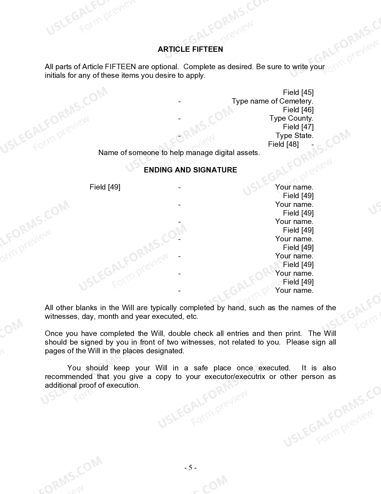Preview Last Will and Testament for Domestic Partner with Minor Children from Prior Marriage