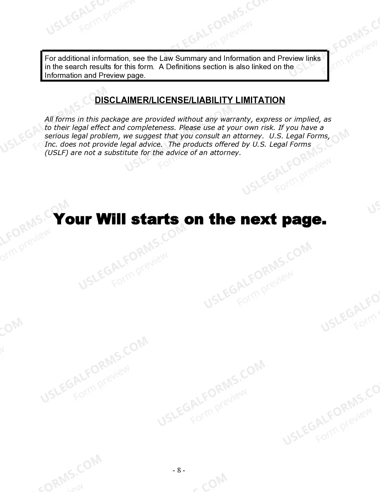 Preview Last Will and Testament for Domestic Partner with Minor Children from Prior Marriage