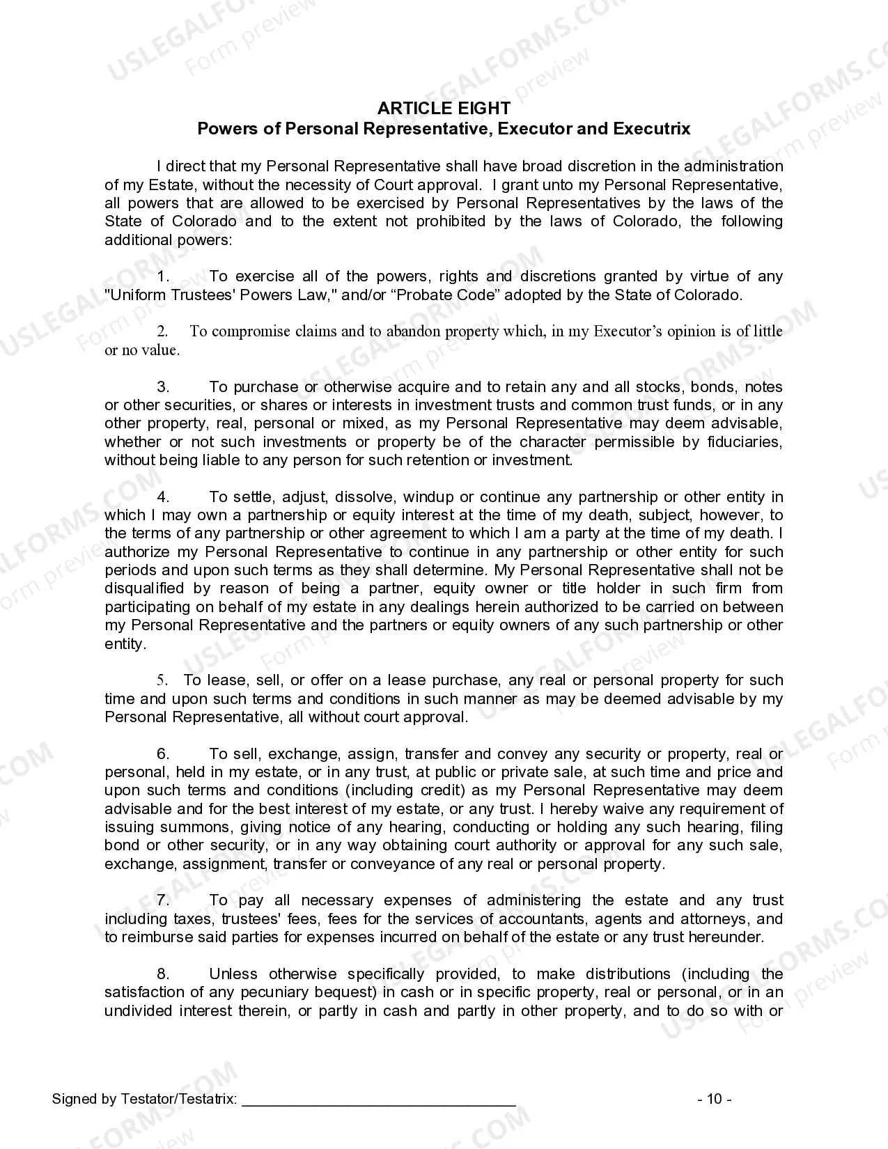 Preview Last Will and Testament for Divorced person not Remarried with Adult Children